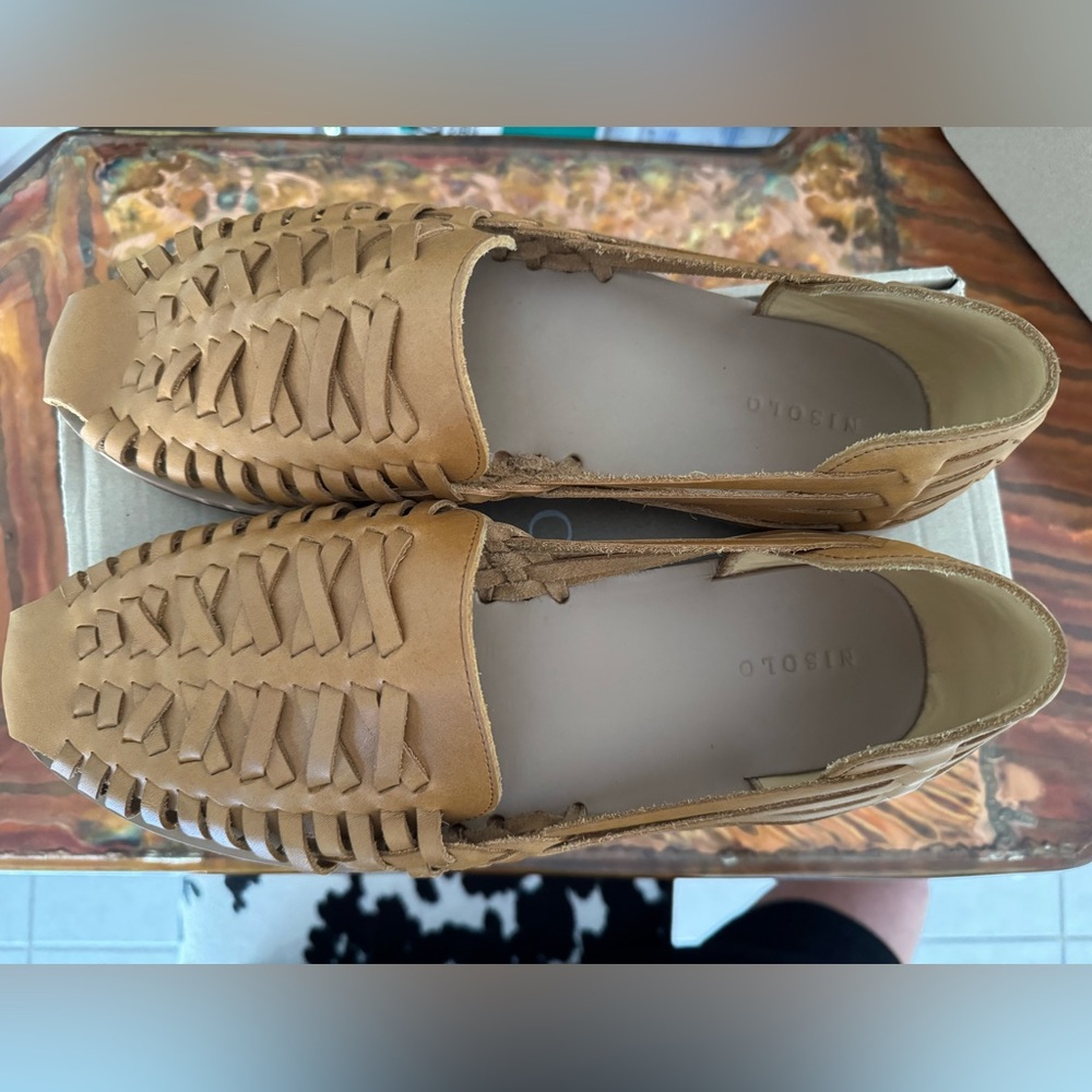 Nisolo Men's Huarache Sandal NWT Saddle Brown leather Size 12.5 - Picture 7 of 9